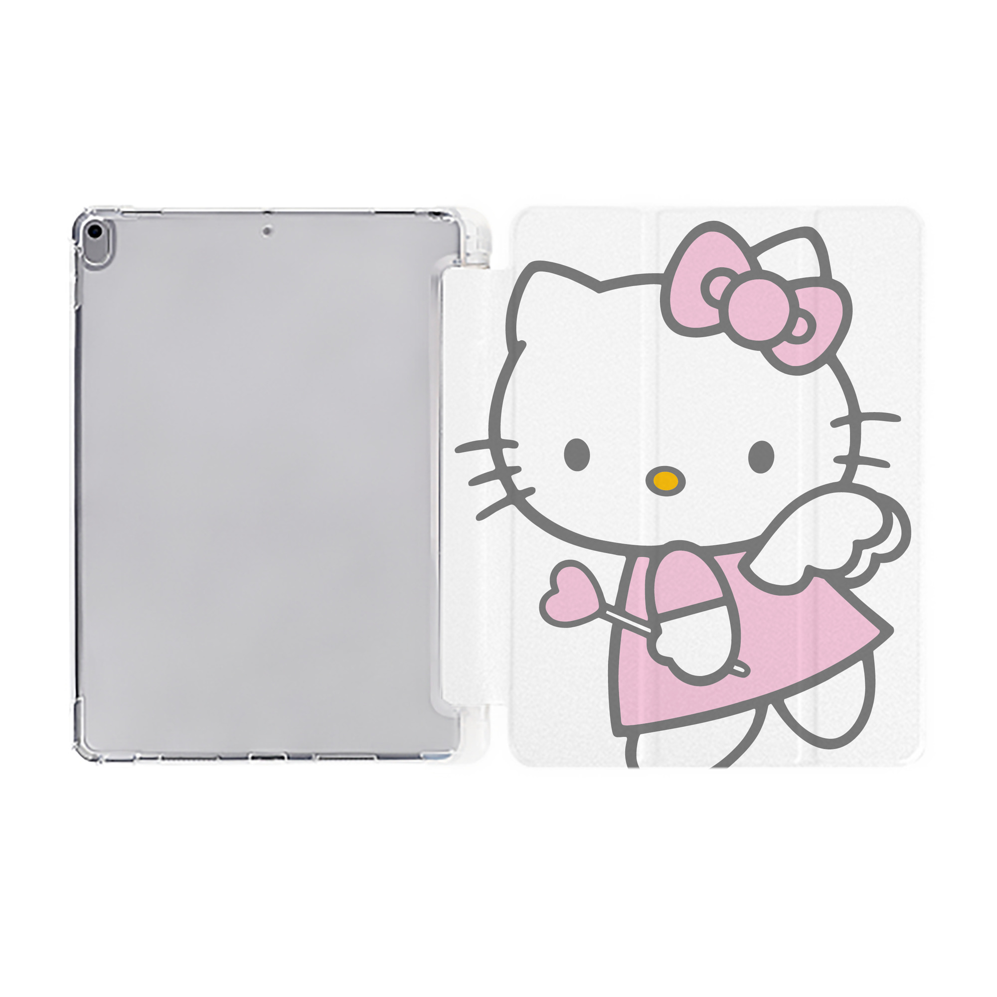（画像用） Hello Kitty ハローキティ IPad ケース ペン収納付き 三つ折りスタンド PUレザー×シリコン 対応機種9.5/10.5/10.9インチ